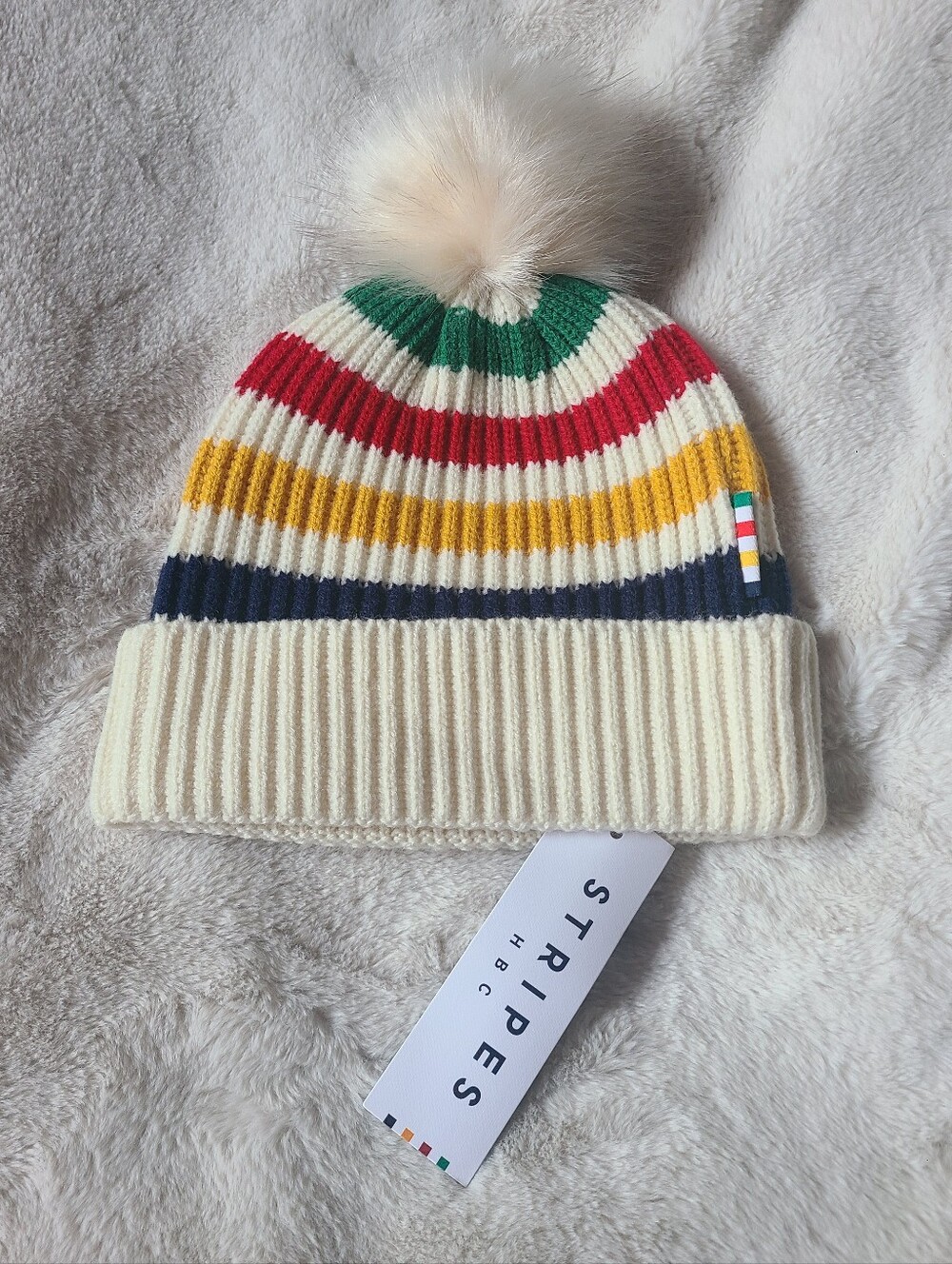 Hudson's Bay Company Stripes Adult Pom Beanie